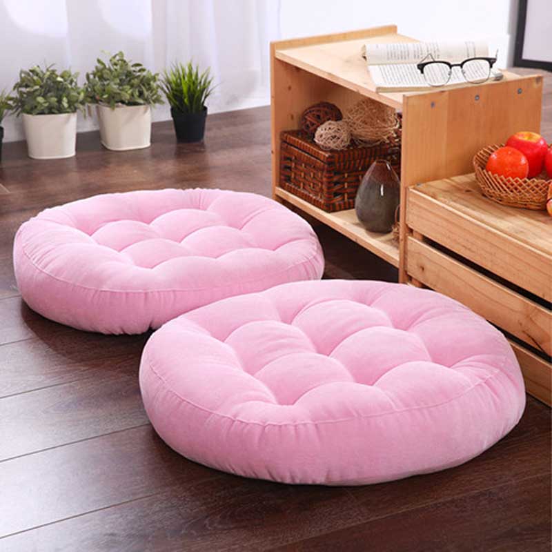 Solid japan hynde cattail hassok sædepude coccyx ortopædisk pude stol rygpude rund fortykket gulvmåtte puf futon: Lyserød / 42 x 42 x 5cm