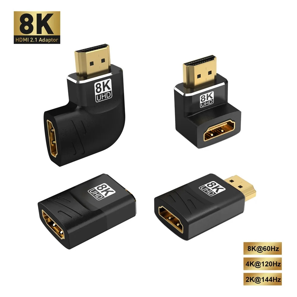 HDMI 2.1 Adapter 90 Graden 270 Graden HDMI Man-vrouw 8K 60Hz 4K 120Hz 48Gbps HDR Video voor Laptop HD TV Projector Adapter