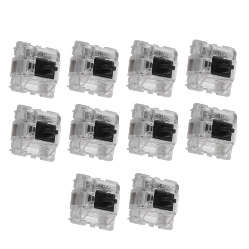 10Pcs/pack Gateron SMD Blue Switches Mechanical Keyboard 3pins Gateron MX Switches Transparent Case fit GK61 GK64 GH60: Black
