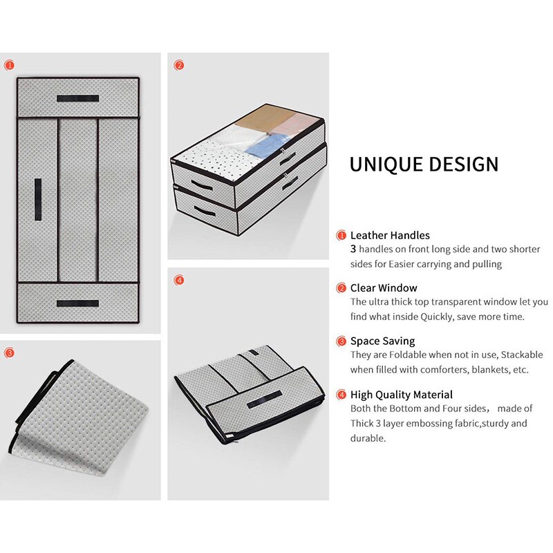 Onderbed Opbergzakken Grote-Set Van 2 Deken Kleding Organizer Container Dekbed Dekbed Dekbed Opbergtas, Ademend