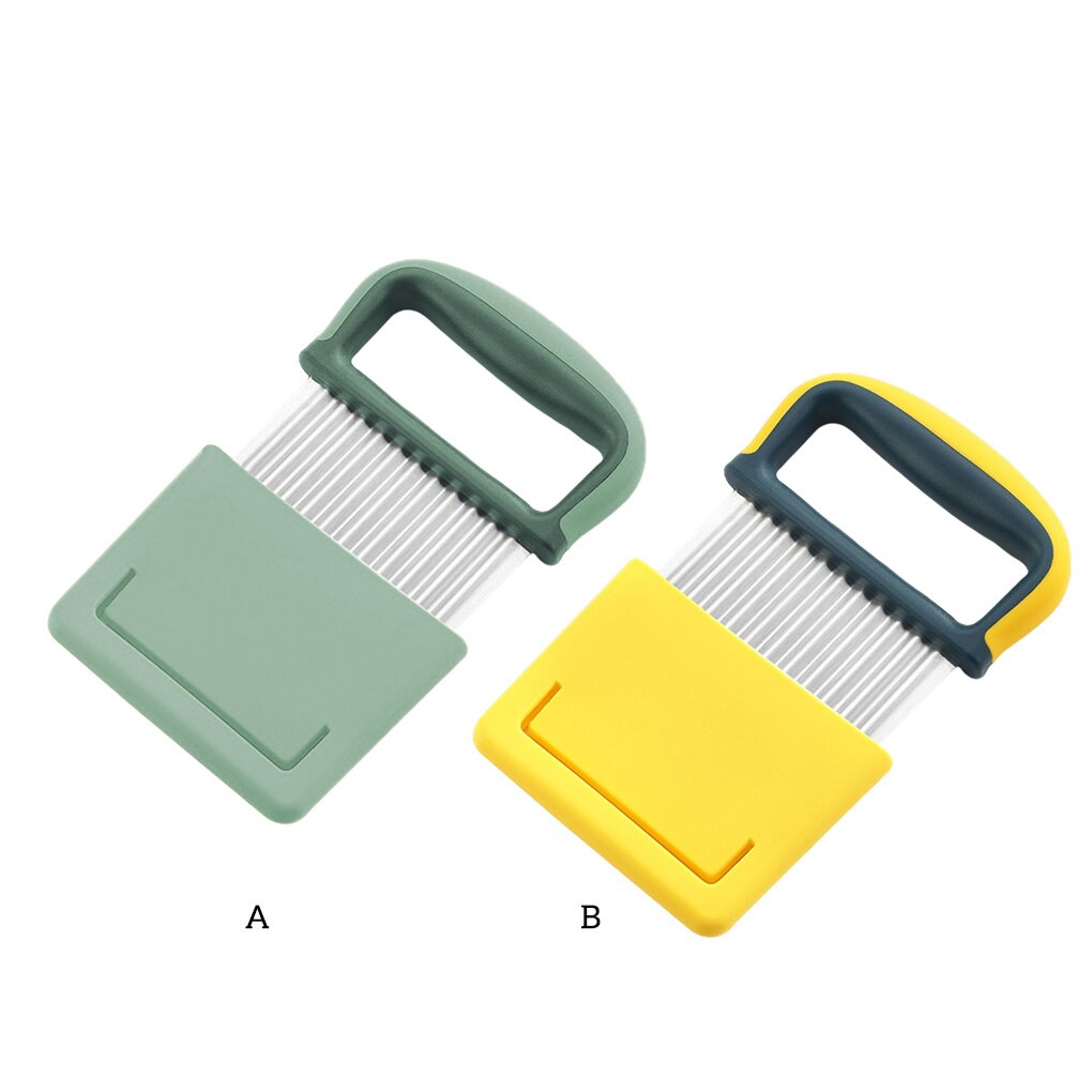 Handheld Potato Chopper Fries Wavy Slicer with Handle Onion Food Safe Chopping Kitchen Hand Tool Chef Gadgets Green: Default Title