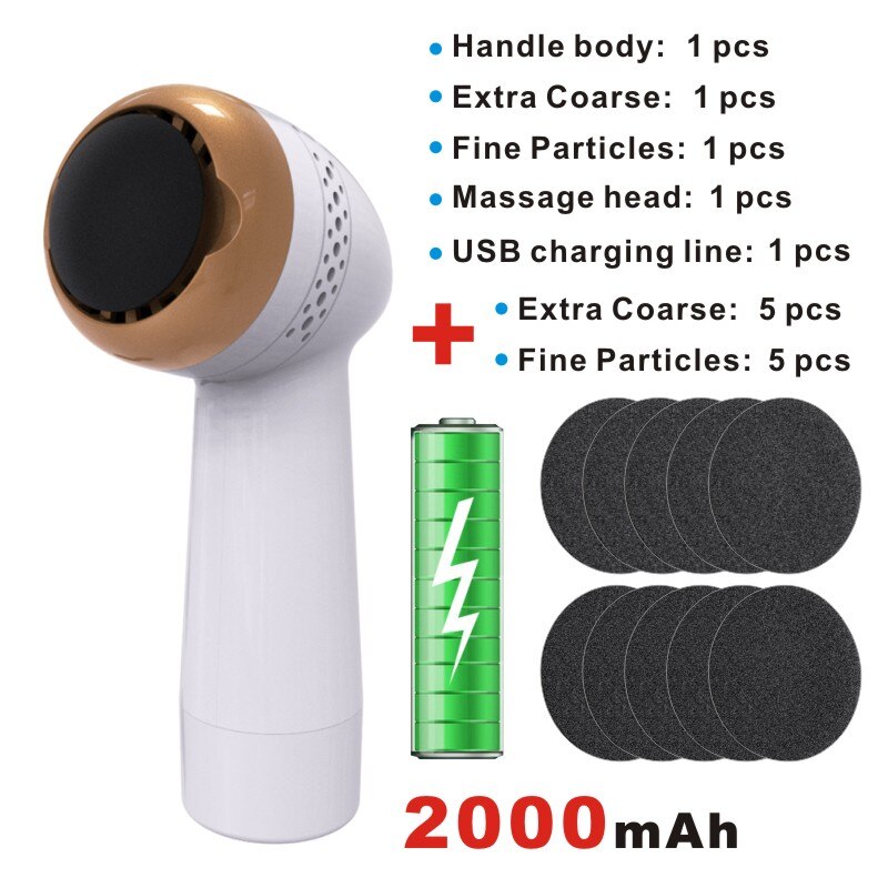 Electric Pedicure Tools Foot Care Tool Pedicura Velvet Smooth Machine Callus Remover Foot File for Foot Heel Skin Massage head: 2000mA 1PC 10PC