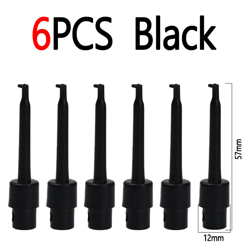 Bimoo 6PCS Lange Tip Hackle Tang Vliegen Haak Houder Clips Vliegbindset Tool Vliegvissen Accessoires Nimf Droog Nat vlieg Houder Clips: Black