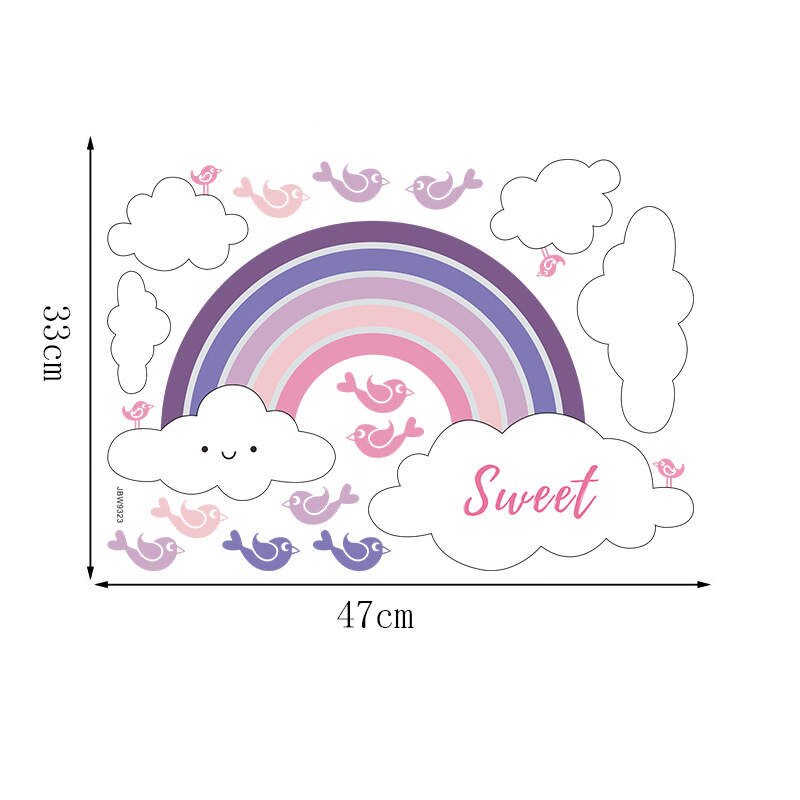 Vacclo Watercolor DIY Rainbow Rain Wall Sticker Living Room Bedroom Children Room Background Wall Self-adhesive Paper Wallpaper: 2