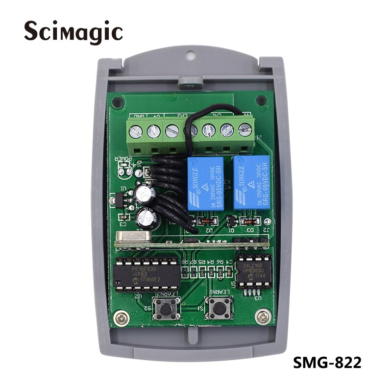 Multi brand remote control receiver 433.92 mhz DC 12 - 24v universal 433mhz garage gate receiver
