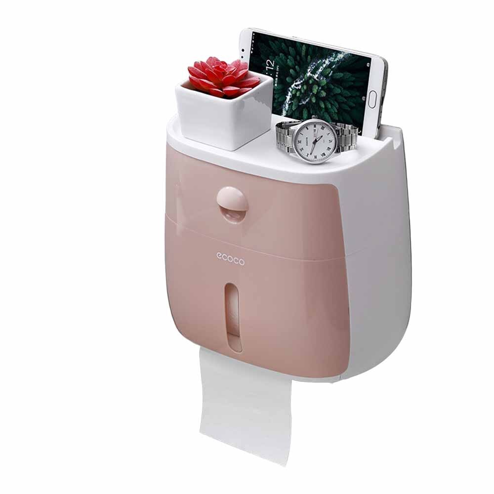 Waterproof Wall Mount Toilet Paper Holder Shelf Toilet Paper Tray Roll Paper Tube Storage Box Tray Tissue Box Home: D