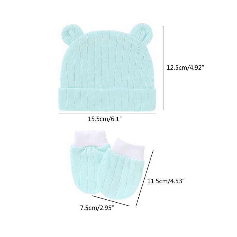 Gants en coton tricoté anti-rayures pour bébé + chapeau + couvre-pieds, ensemble de mitaines, chaussettes, bonnet