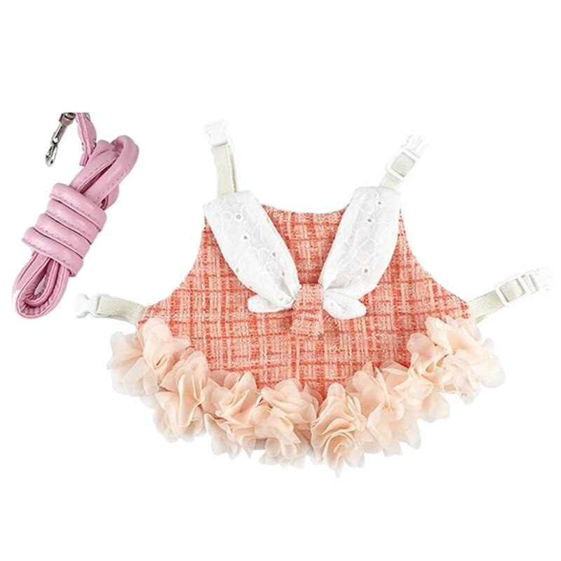 Vestido de conejo para caminar al aire libre, conjunto de arnés y Correa, ropa bonita, correa para el pecho para conejos jóvenes: 2 / M
