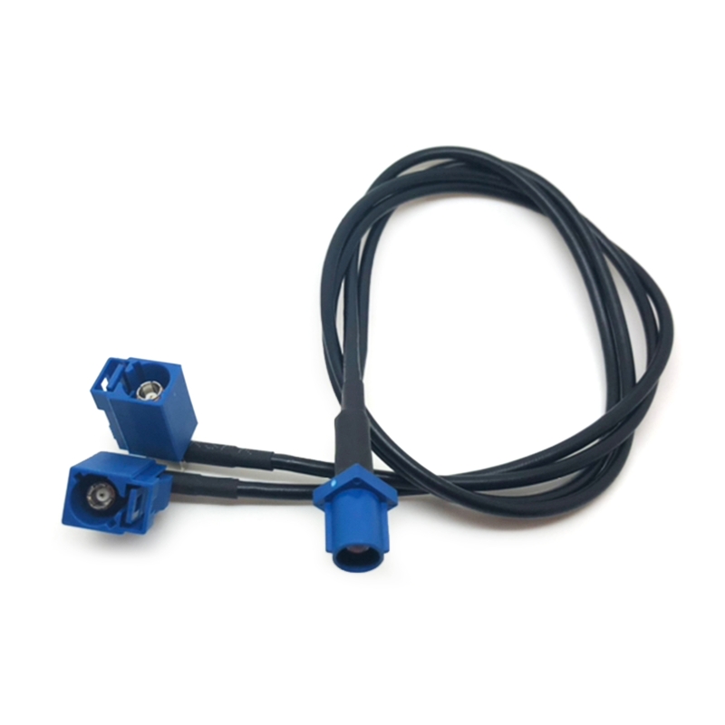 Fakra C maschio doppio Fakra C femmina angolo retto tipo Y cavo splitter RG174 estensione antenna GPS per auto spirale
