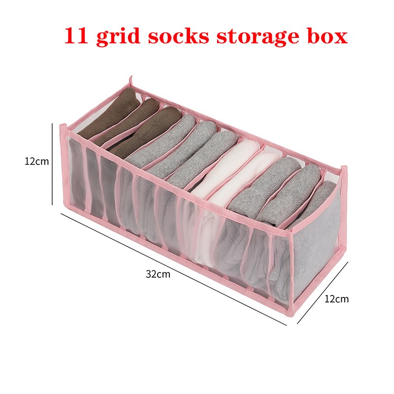 Sous-vêtements boîte de rangement Placard Organisateur Pliable Sous-Vêtements Organisateurs de Stockage de chaussettes Diviseurs Tiroir Organisateur Garde-Robe organisateur: Pink 11 Grid