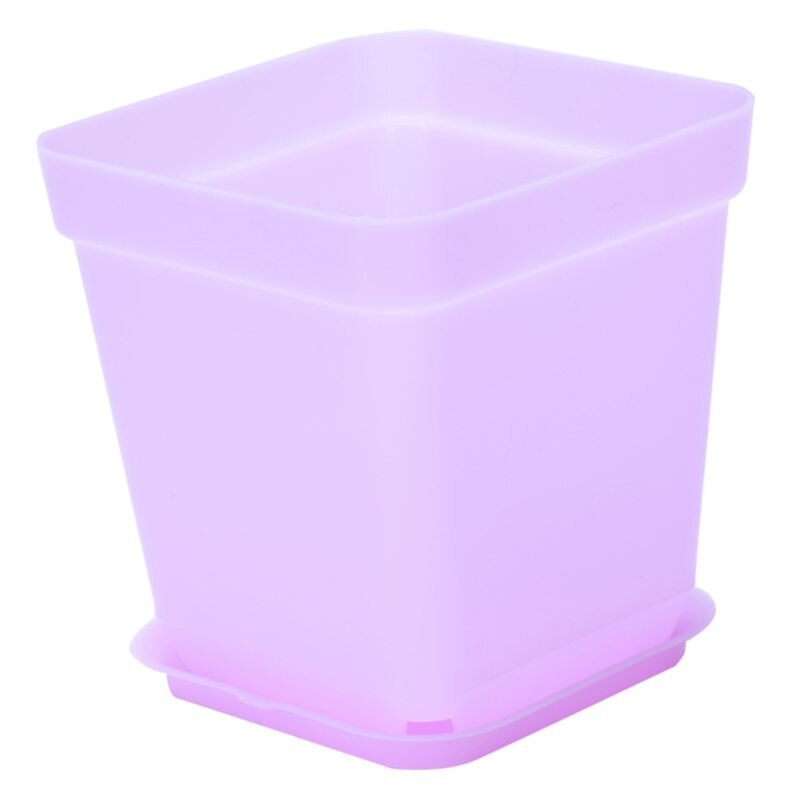 Fargerike plantepotter i plast med tallerkener, sett  of 12