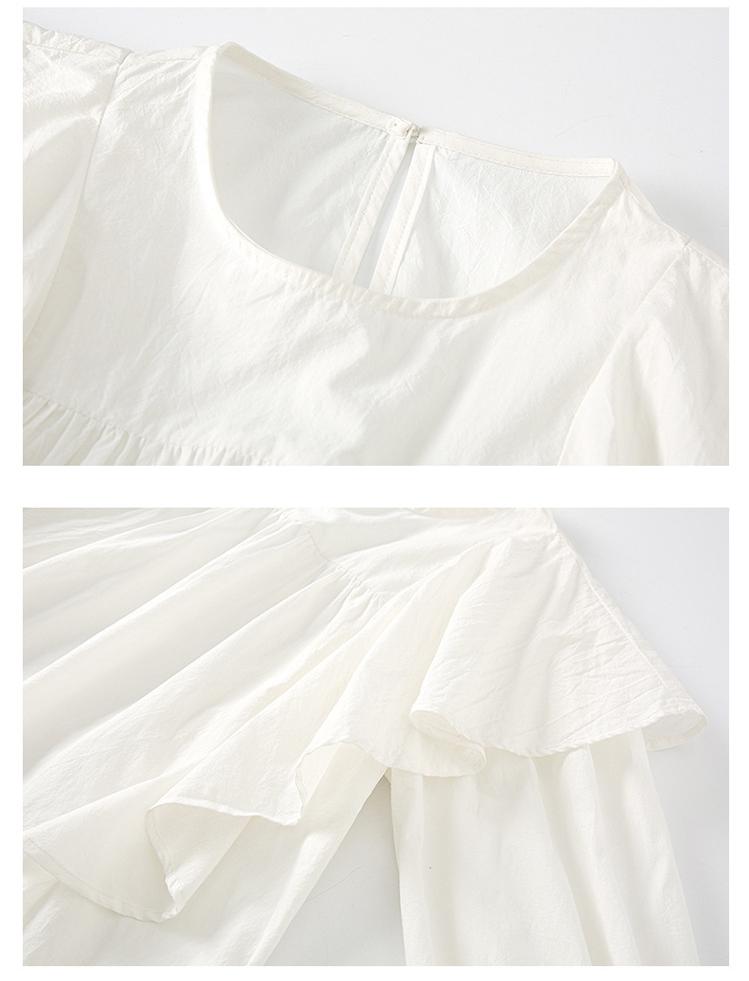 Camisas blancas de manga larga para adolescentes, blusa holgada de algodón liso con volantes, Tops coreanos para niños, ropa para adolescentes