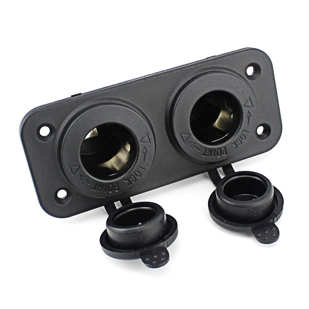 12V Waterdichte Motor Auto Boot Dual Gaten Sigarettenaansteker Voeding Stopcontact Adapter Plug (Zwart) A20