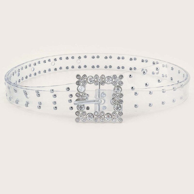 Neue Frauen Transparent Gürtel PVC Klar Runde Quadrat Herz Pin Schnalle Breite Taille Bands Damen Bund Punk Taille Gürtel: YD748