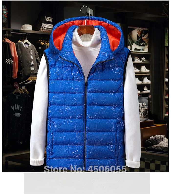 Vest herre ærmeløs jakke vest sort blå hættetrøjer vinter stor størrelse 7xl 8xl 9xl 10xl tyk mand vindjakke homme varm frakke: Blå vest / 6xl
