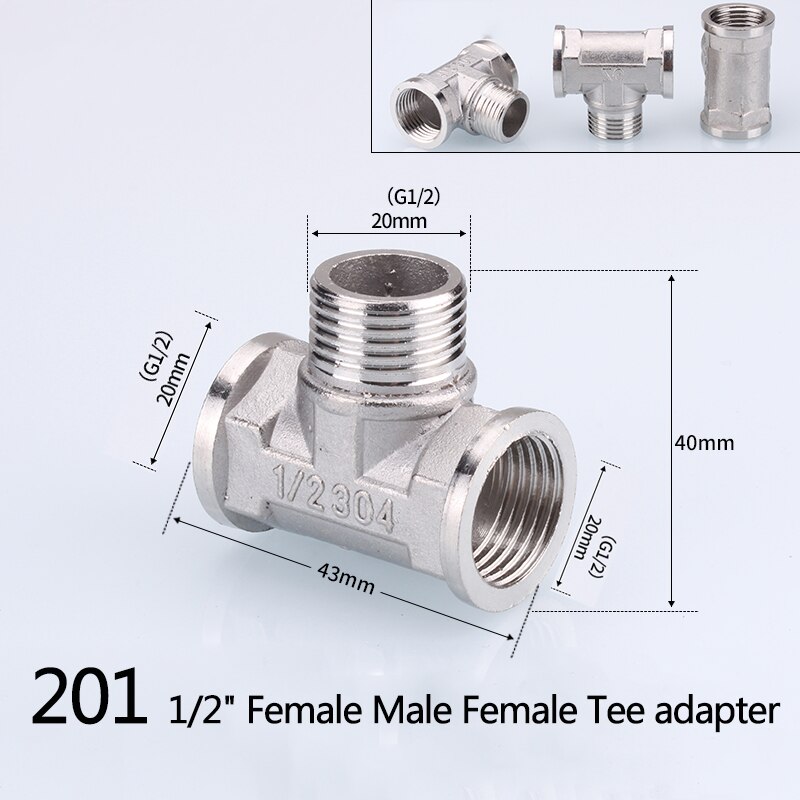 1/2" 3/4" BSP Female Male Thread Tee Type Reducing Stainless steel Elbow Butt joint adapter Adapter Coupler Plumbing fittings: Blue