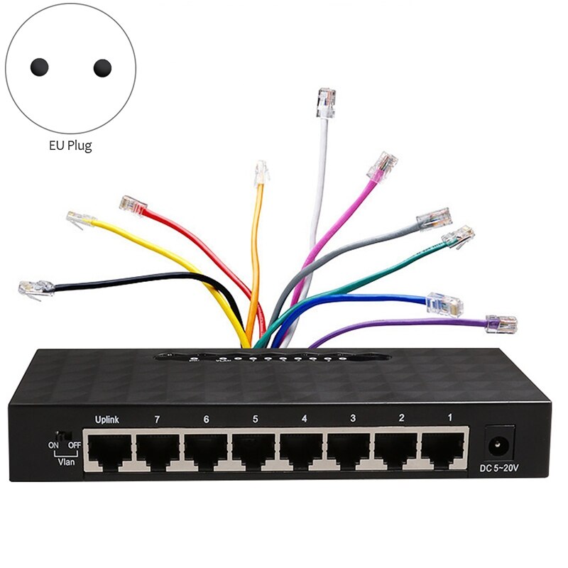 8 Poort Gigabit Netwerk Switch 1000Mbps Gigabit Ethernet Network Switch Lan Hub Ethernet Smart Switcher Eu Plug