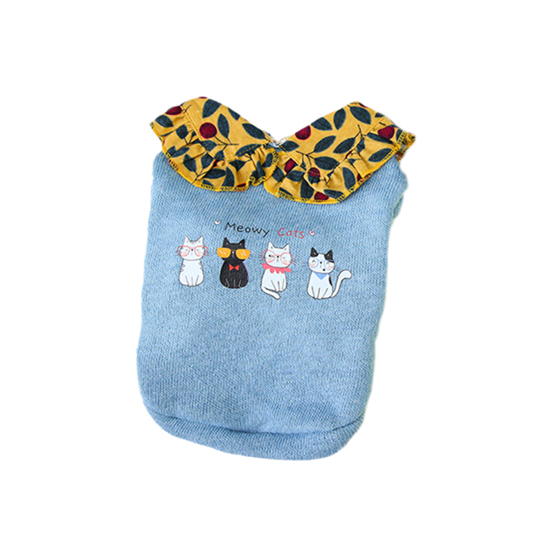 Herfst Winter Pet Kat Hoodie Trui Voor Katten Sphynx Leuke Print Puppy Hond Kleding Katten Kedi Sweatshirt Gotas Mascotas Kleding: Blue / Xxl