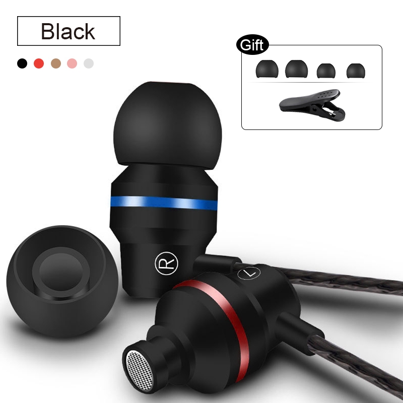 TOMKAS Universal Headphones 3.5mm In Ear Stereo Earbuds For Xiaomi Sport Wired Earphone For Mobile Phone fone de ouvido: Black