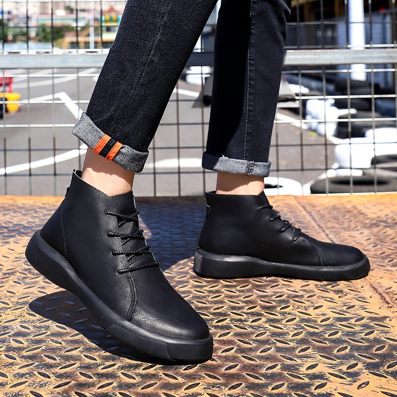 Männer Stiefel Männer Weiche Leder Stiefeletten Britischen Stil herren Stiefel Große Größe 47 Winter Warme Stiefel