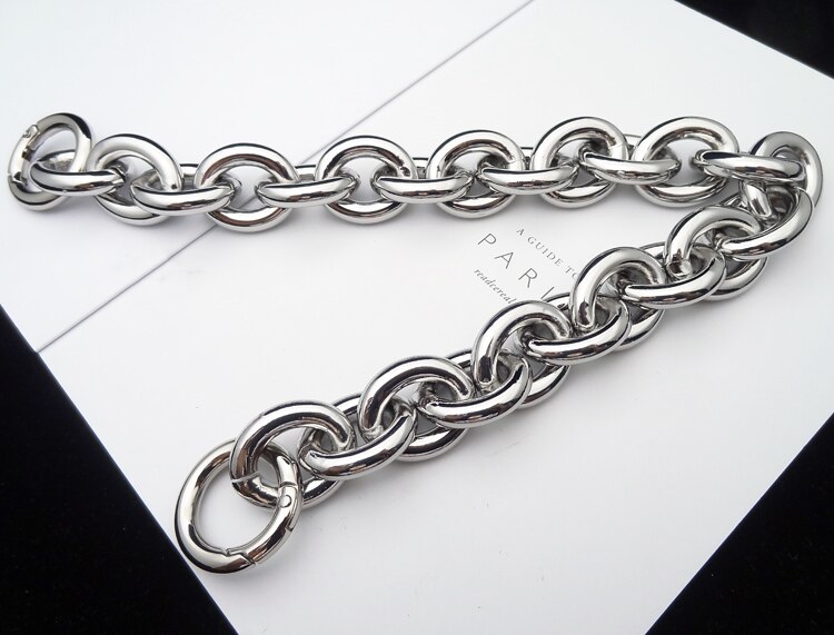 Metalowe torba na łańcuszku pasek torebka Handmade akcesoria kopertówka paski duże O pierścień Aluminium łańcuchy małe torba okrągły zapięcie wysokiej jakości: silver / 120cm