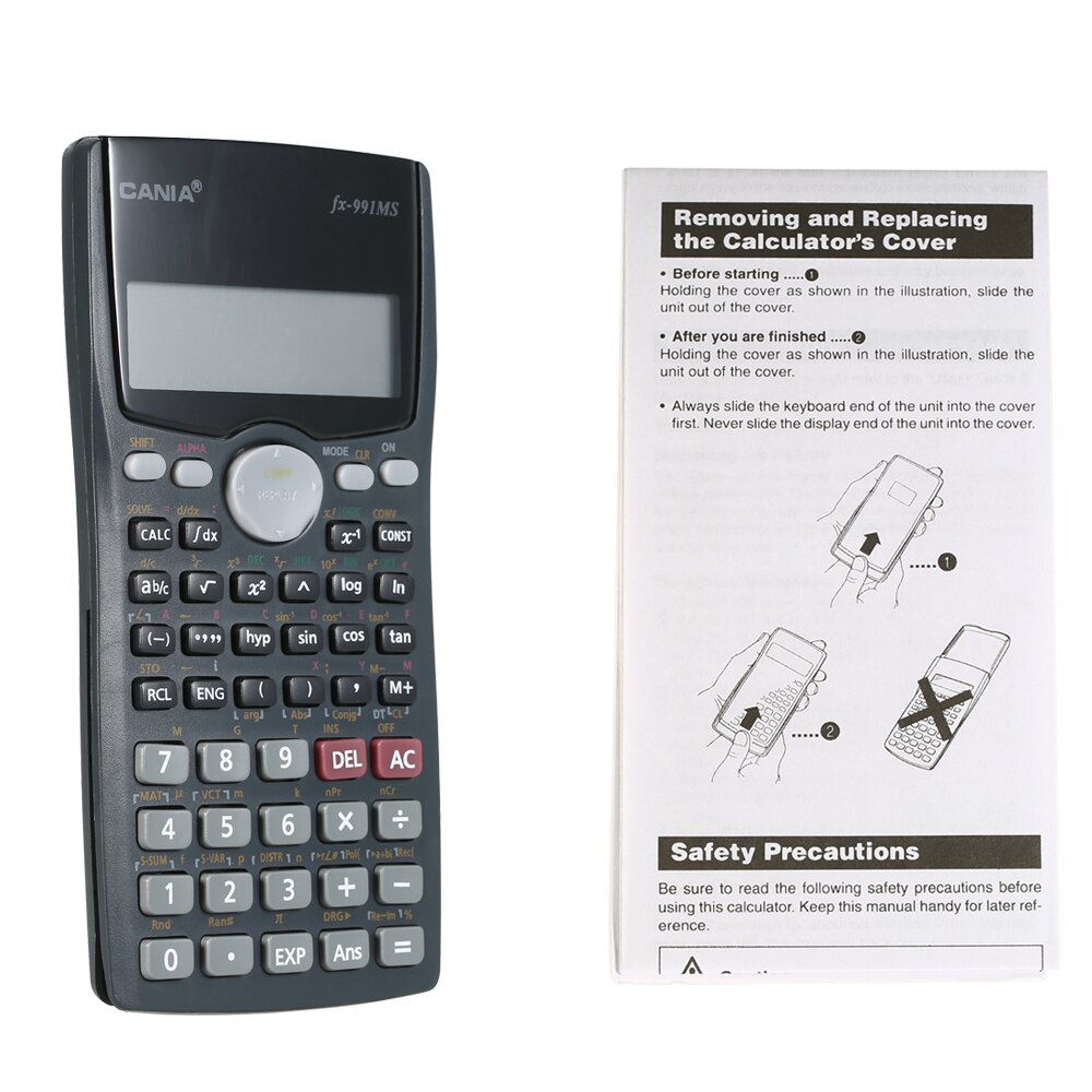Scientific Calculator Counter 401 Functions Matrix Dot Vector Equation Calculate Solar and Battery Dual Powered 2 Line Display