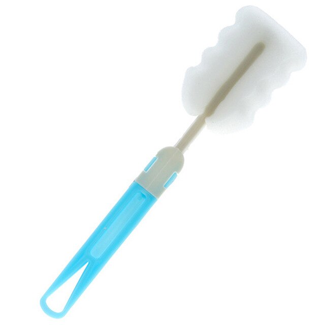 Baby hög kvalitet ren svamp barn specialflaska borste med handtag rengöringsredskap borsta glas specialborstar dropshopper: Blå