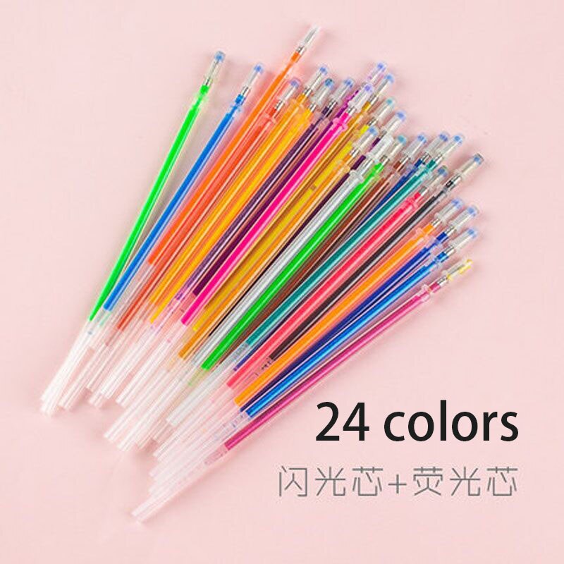 144 pcs/lot Colorful Gel Pen Refill Signature Painting Drawing Ink Refills Office School Stationery Writing Supplies: E