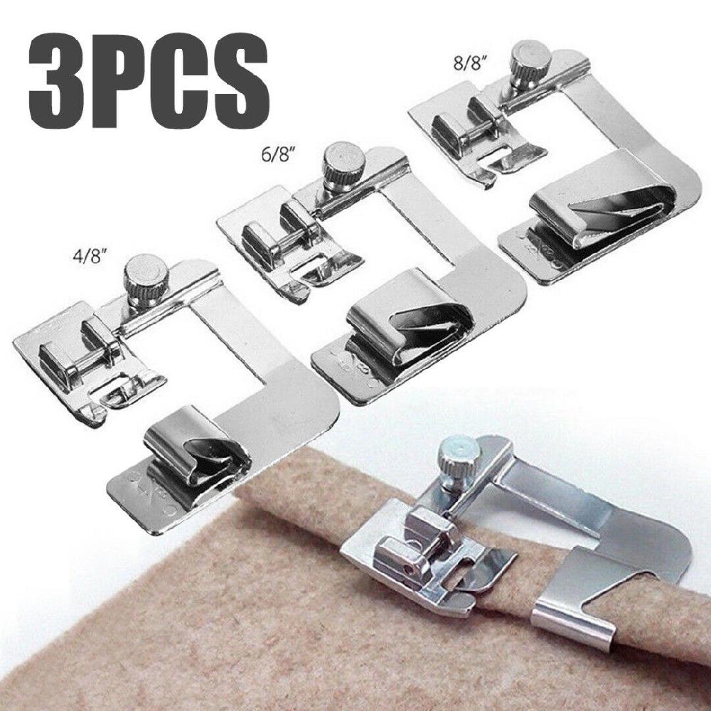 3pcs/lot Sewing Machine Foot Presser Rolled Hem Feet Set for Brother Singer Sewing Accessories