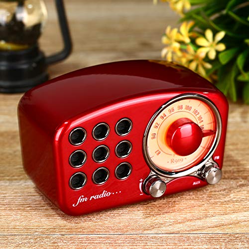 R919 Klassische retro Radio empfänger tragbare Mini Holz FM SD MP3 Radio Stereo Bluetooth Radio Lautsprecher AUX USB Aufladbare Radio: rot