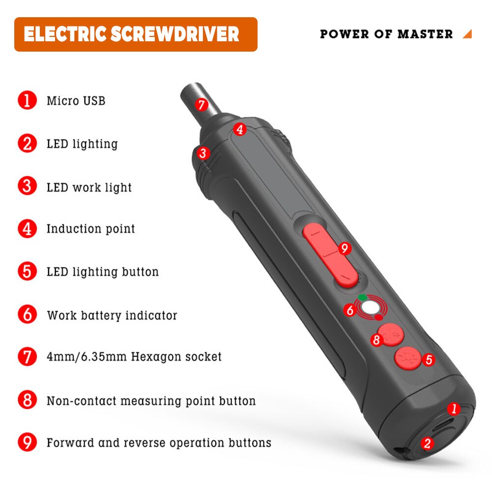 Elektrische Schroevendraaier Led Licht 2000Mah Batterij Usb Oplaadbare Schroevendraaier Schroevendraaier Boor Schroef Driver Diy Tool Reparatie Set