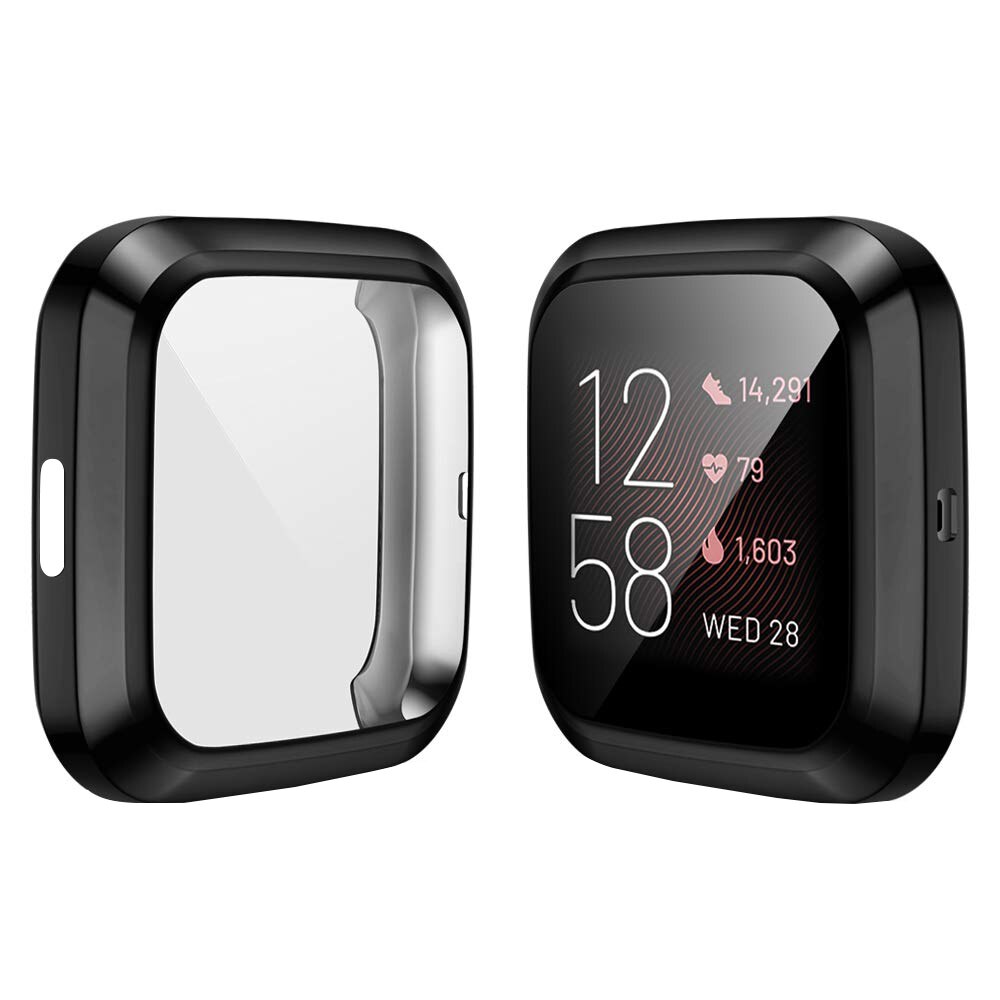 Protector de pantalla para Fitbit Versa1 Versa 2 versa lite todo-Alrededor Ultra delgado suave TPU funda para reloj Protector de parachoques: Black / For Versa
