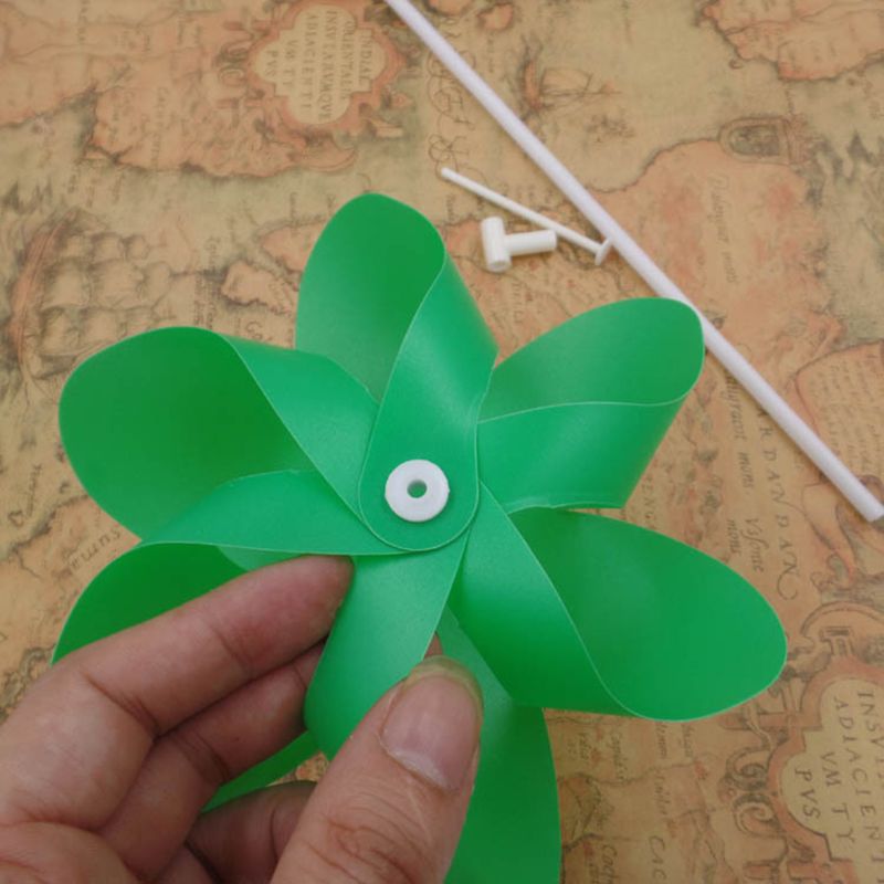 10 pièces Six feuilles couleur unie petit moulin à vent décoration carré en plein air coloré en plastique enfants jouets