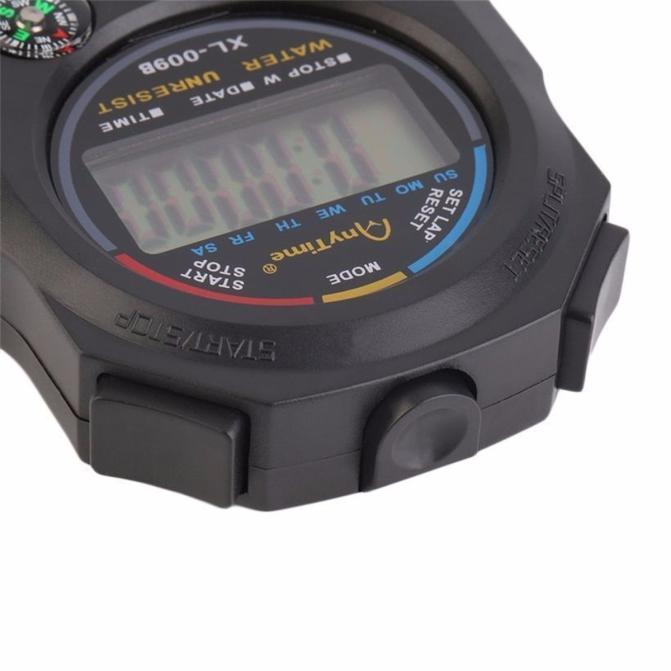 Bærbar håndholdt vandtæt digital lcd stopur kronograf sports stopur timer tæller med rem
