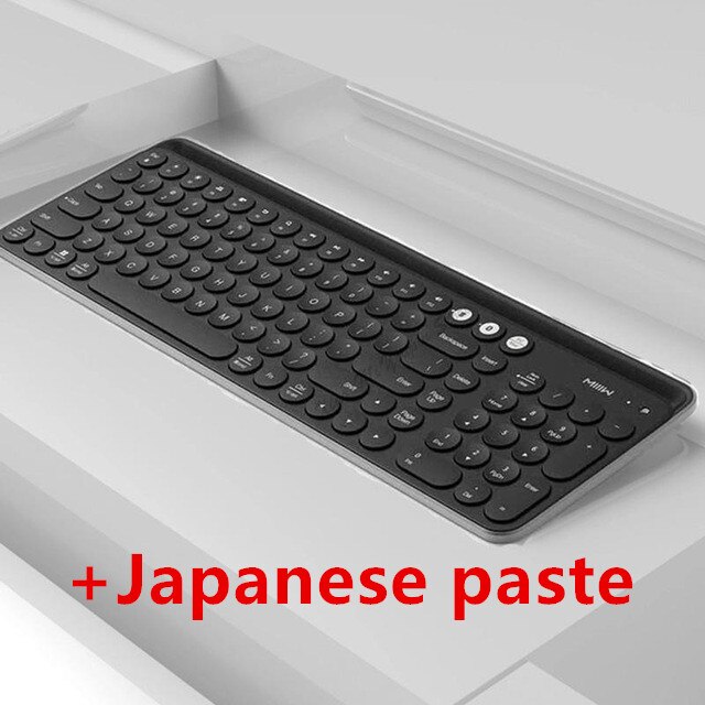 Miiw teclado sem fio para xiaomi, teclado dual mode de 104 ghz com bluetooth, multisistema compatível com xiaomi, para jogos e escritório, teclado + rus pasta em pasta: Black-Japanese paste