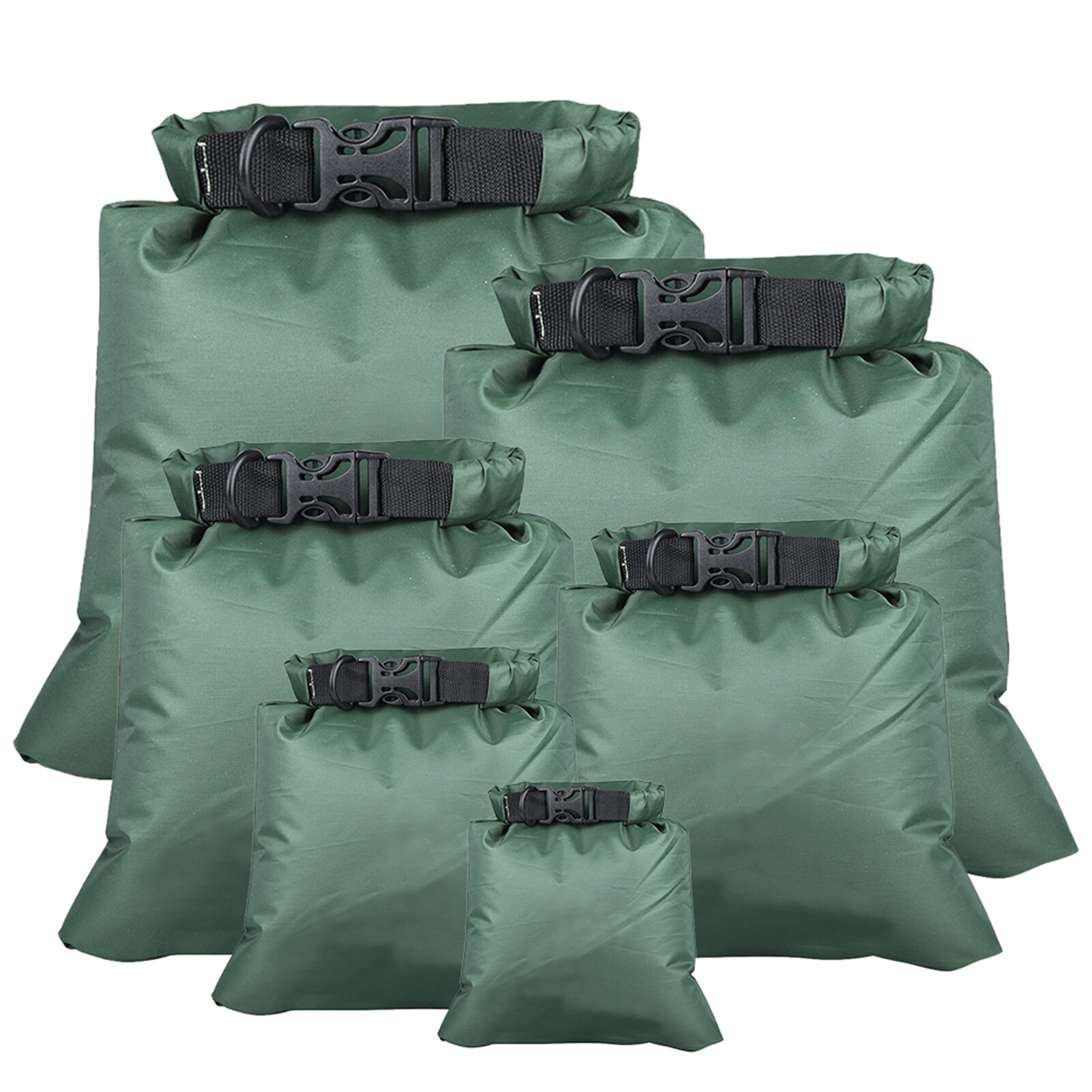 Bolsa impermeable para exteriores, saco seco para flotar en bote, Kayak flotante, playa, pesca, Kayak, accesorios, 6 uds.: Dark green
