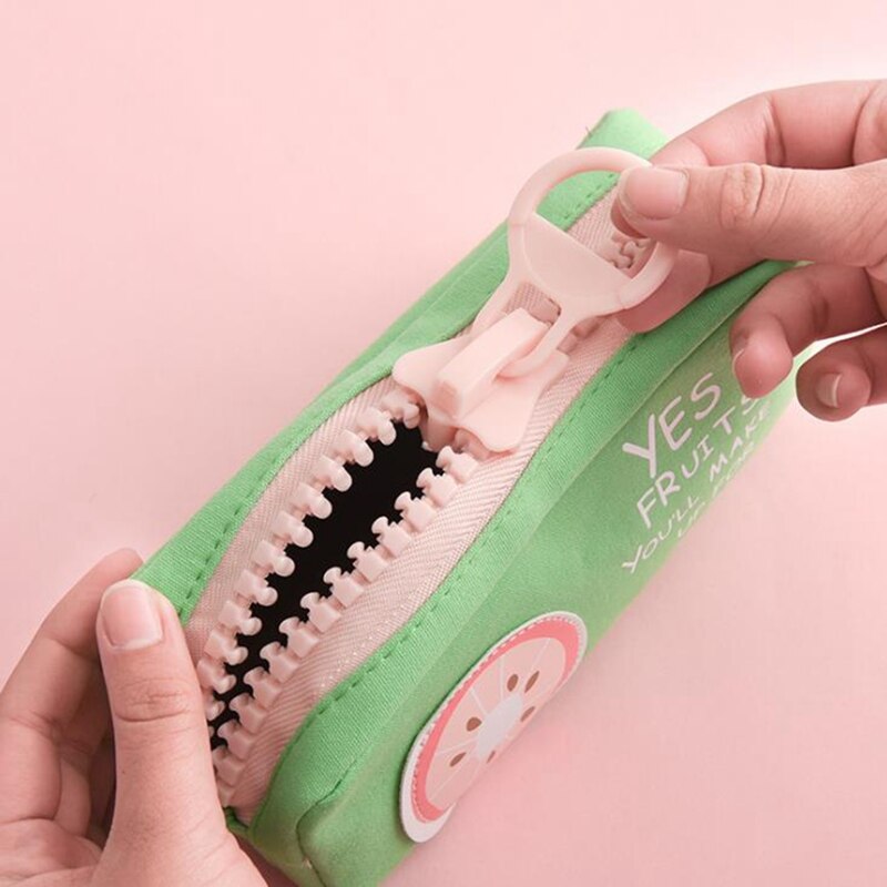 Grote Rits Etui School Etui Voor Meisjes Jongens Canvas Fruit Potlood Tas Leuke Pen Box Schoolbenodigdheden Student briefpapier