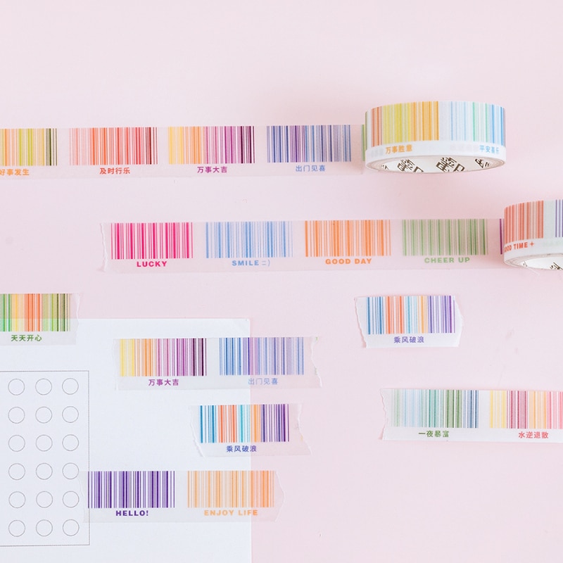 12 stuks/partij barcode serie sticker diy sticker papier decoratieve tape papier zwavelzuur papier tape
