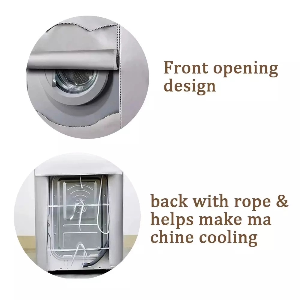 Copertura per lavatrice fibra di poliestere carico frontale copertura per asciugatrice lavanderia rivestimento argento protezione solare impermeabile copertura antipolvere