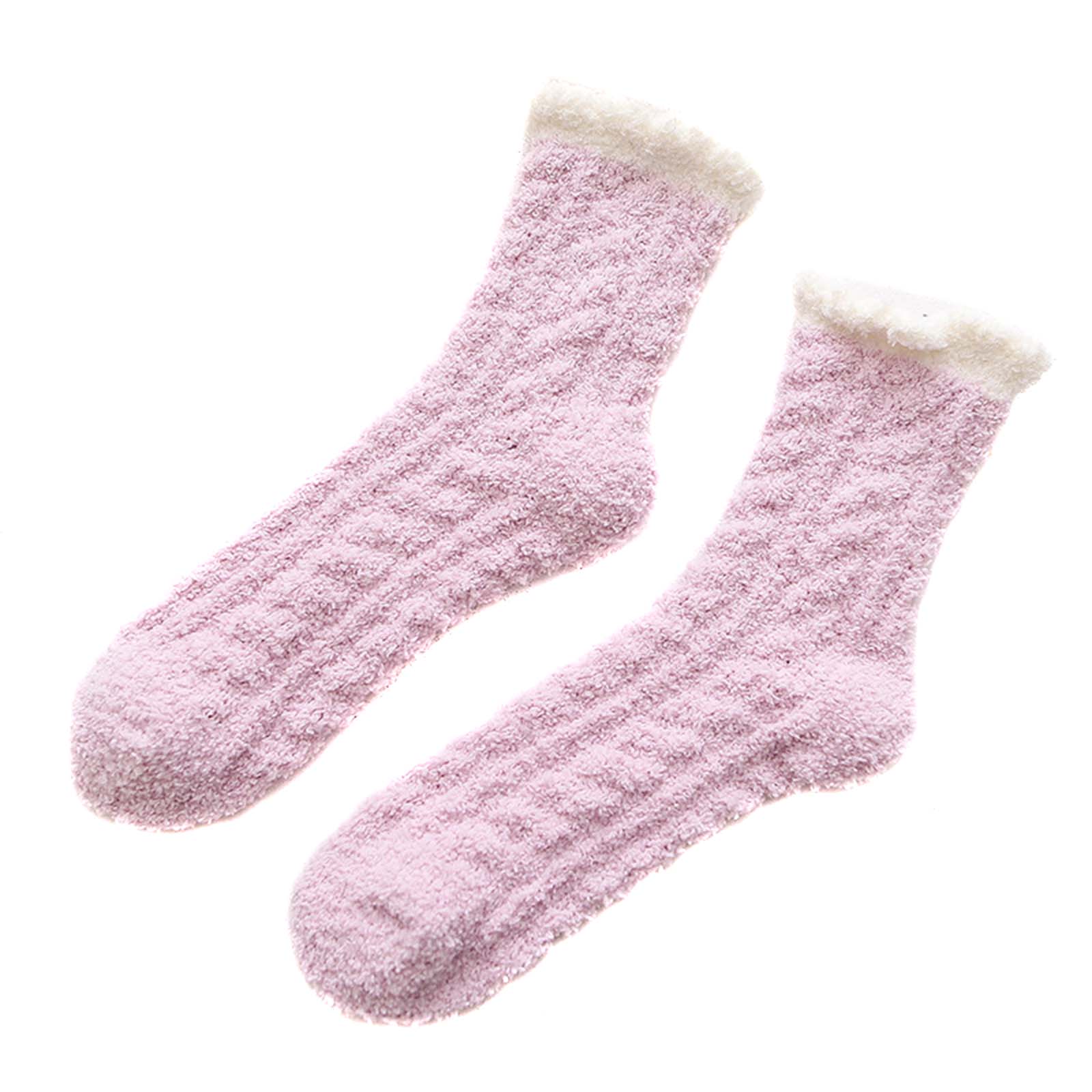 Cute Women's Middle Tube Socks Corals Fleece Soft Warm Fluffy Socks Winter Supplies &T8: Purple