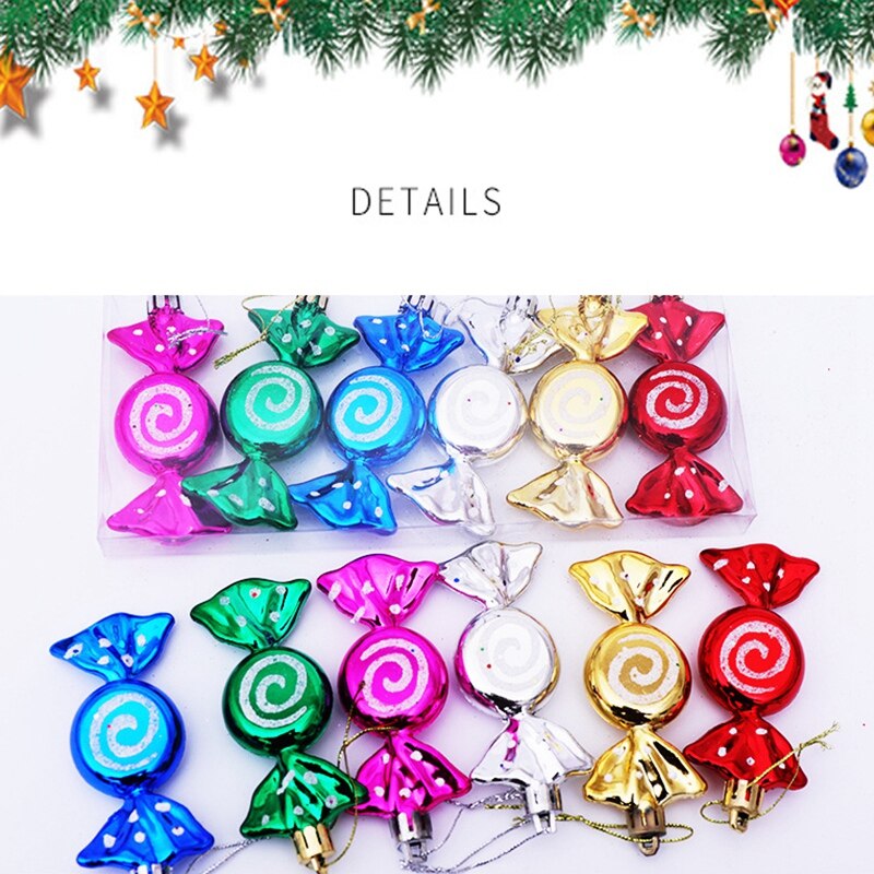 Snoep Vorm Kerst Ornament Kleurrijke Mini Box Kerstboom Hanger Jaar Ornamenten Decoraties