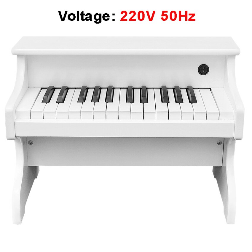 Teclado electrónico de 25 teclas para niños, Piano eléctrico de madera, instrumentos musicales, juguete educativo, de cumpleaños, ESM-2518: white 220V