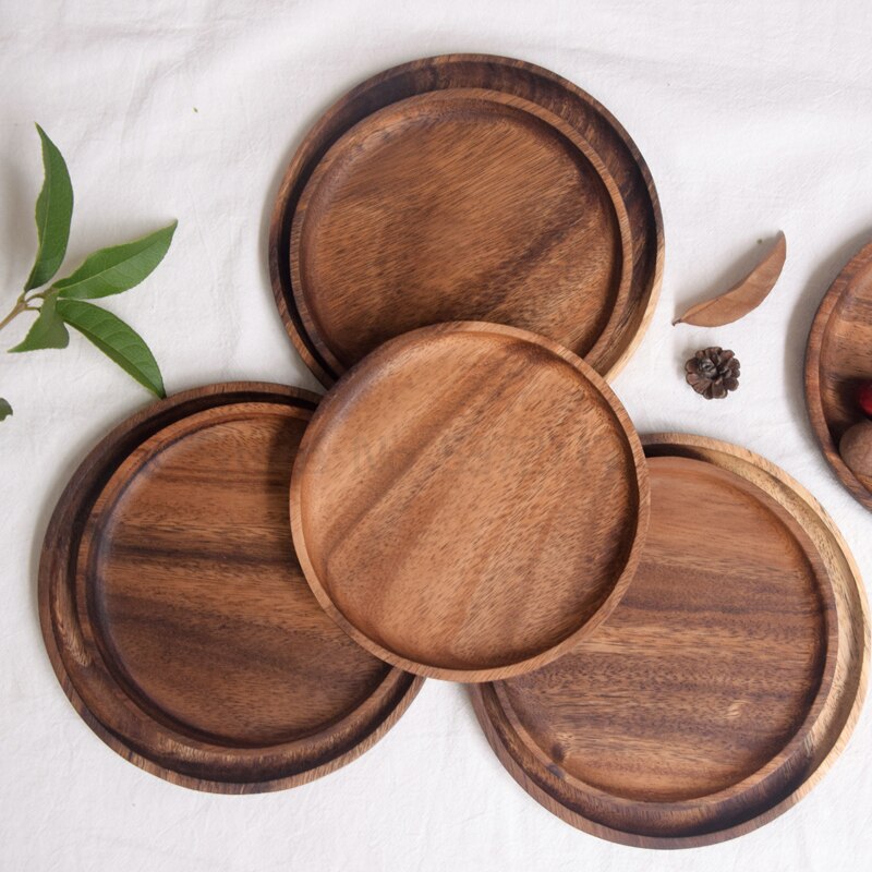 Black walnut tray disk log wooden tableware fruit plate dinner plate dessert plate