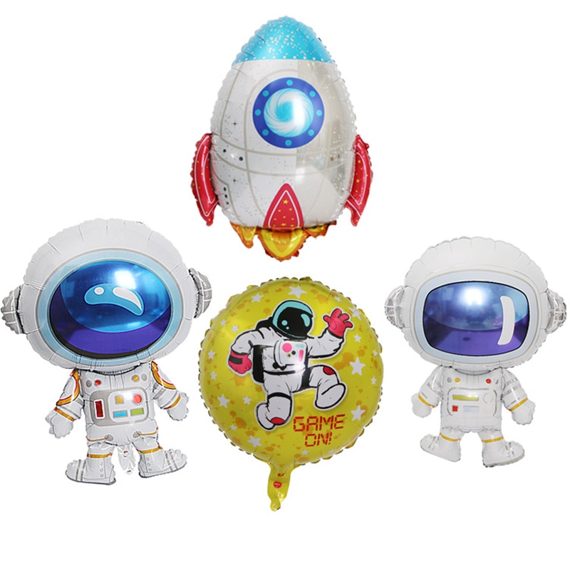 Baby verjaardag astronaut thema feestdecoratie cartoon astronaut raket ruimteschip aluminiumfolie ballon