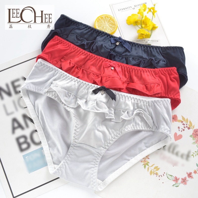 Japanese big red Dingyuan simple cotton ladies underwear cotton embroidered lace sexy large size underwear JF3009