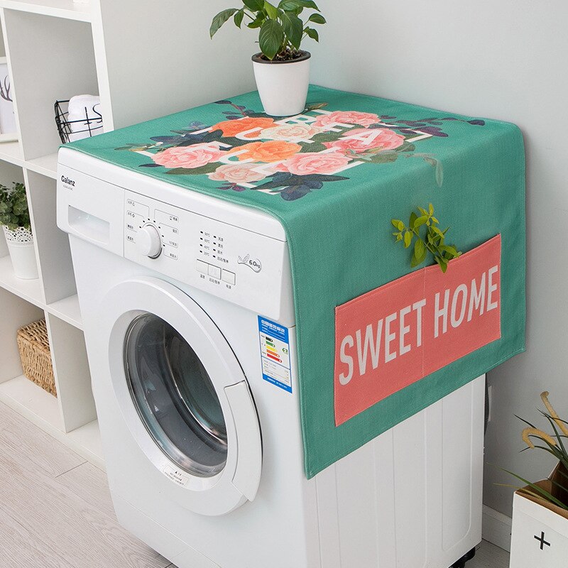 Nordisk grøn plante vaskemaskine dække køleskab mikroovn bomuld linned vandtæt dækning: 5