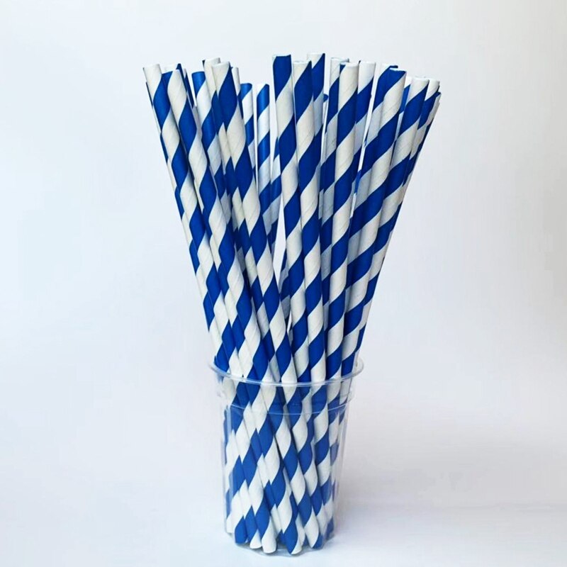 25Pc Papier Rietjes Gestreepte Wegwerp Party Paper Rietje Servies Bruiloft Verjaardag Partij Decoratie Baby Shower Benodigdheden
