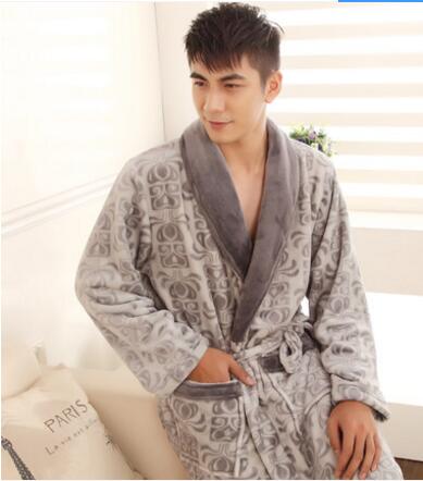 Herfst en winter flanellen badjas heren koraal fleece badjas verlengen heren nachtkleding flanellen badjas heren: 2010 / Xl