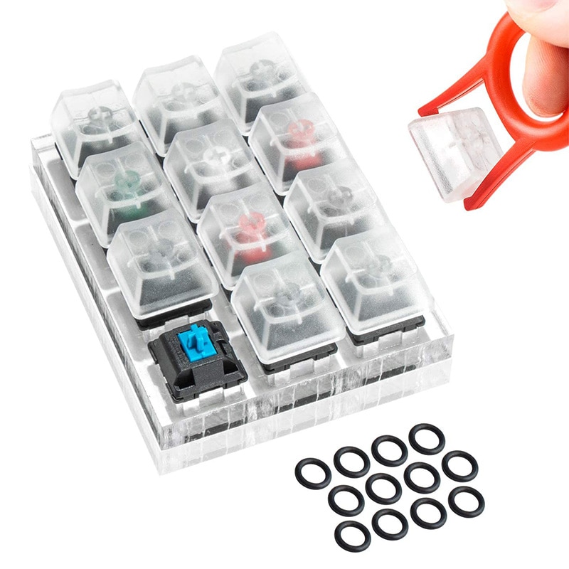 12Key Switch Testing Tool Sampler Mechanical Keyboards with Keycap Puller and Switch O Rings for Cherry MX Switch: Default Title