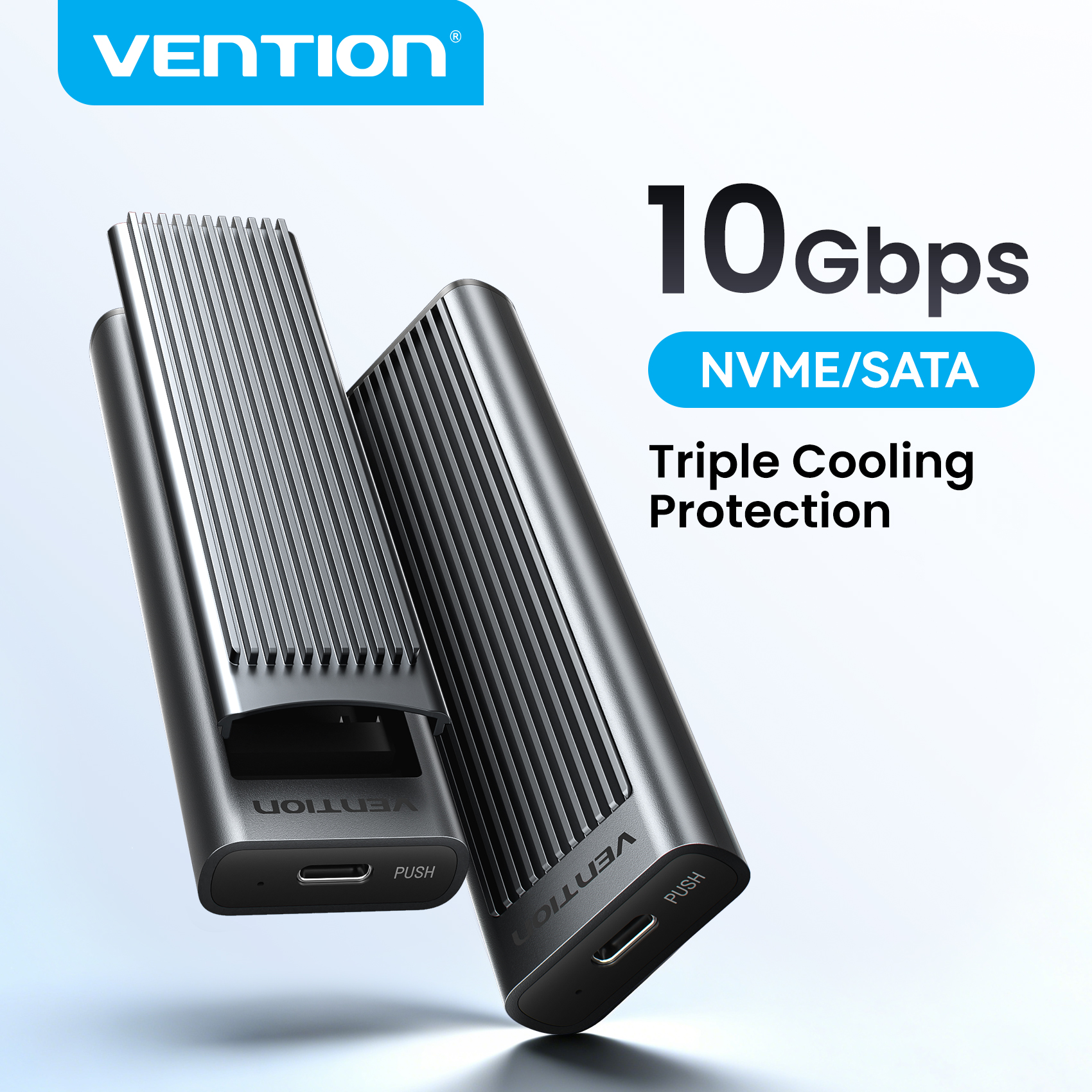 Obudowa Vention M.2 SSD NVMe SATA z podwójnym protokołem, adapter USB 3.2 Gen2 10Gbps, obudowa do laptopa, telefonu, z chłodzeniem i ochroną.